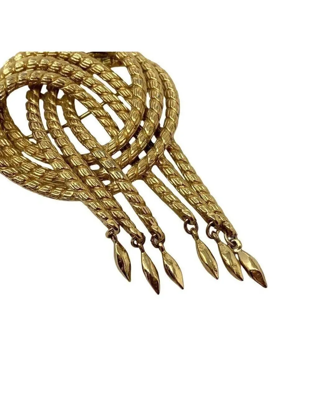 Vintage Monet Rope Knot Brooch Pin Goldtone Gold Tone Tremble Large 2.75 in Sign